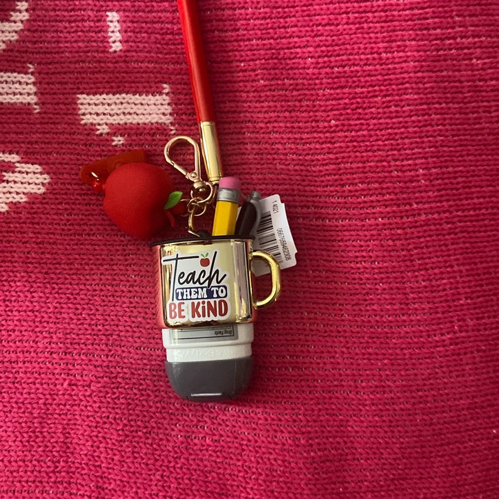 Teacher hand sanitizer holder and sanitizer